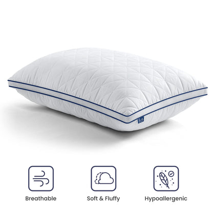 BedStory Pillows Queen Size Set of 2-Bed Pillows for Sleeping-Cooling Pillows with Mesh Design-Premium Soft Down Alternative Fill Supportive for Back, Stomach or Side Sleepers