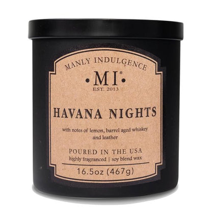 Manly Indulgence Havana Nights Scented Candles for Men, 2 Wick, 16.5 oz, Premium Soy Blend Wax, 60H Burn, Candles for Home Scented - Made in The USA