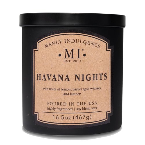 Manly Indulgence Havana Nights Scented Candles for Men, 2 Wick, 16.5 oz, Premium Soy Blend Wax, 60H Burn, Candles for Home Scented - Made in The USA