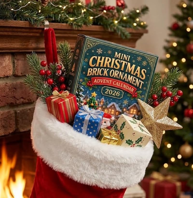 Christmas Advent Calendar with 24 Mini 3D Building Block Ornaments Holiday Countdown Set