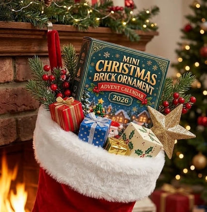 Christmas Advent Calendar with 24 Mini 3D Building Block Ornaments Holiday Countdown Set
