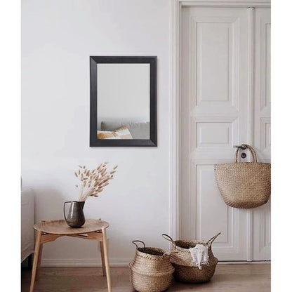 AAZZKANG Wall Mirror Black Rectangle Mirrors for Wall with Wood Framed Decorative for Bedroom Bathroom Living Room Farmhouse Entryway Hanging Small