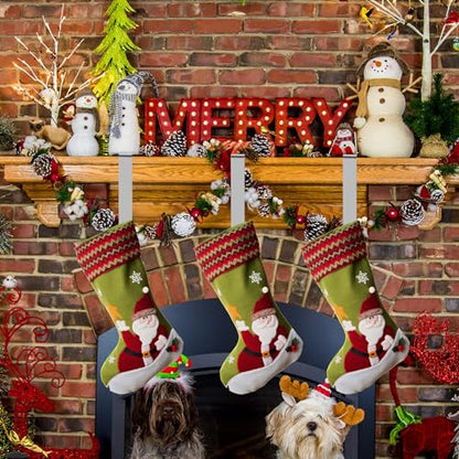 Christmas Stocking Holders Metal-Silver 4 Pack Fireplace Mantel Hangers