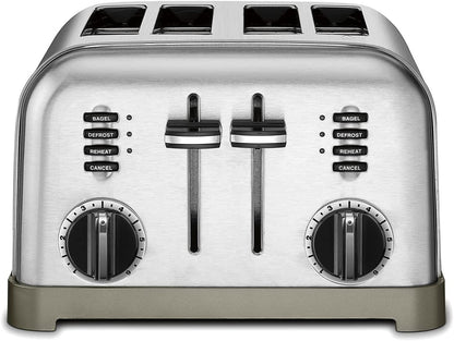 Cuisinart WMR-CAP2 Round Classic Waffle Maker, Brushed Stainless,Silver & 4 Slice Toaster Oven, Brushed Stainless, CPT-180P1