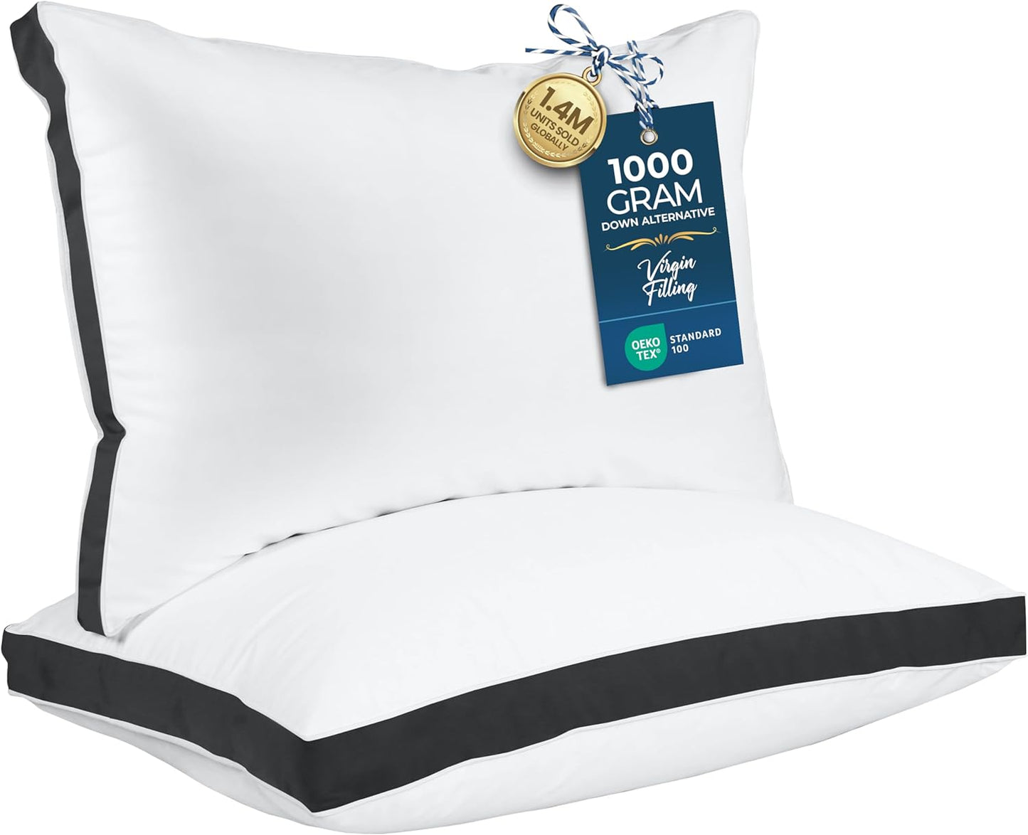 Utopia Bedding Queen Size Bed Pillows - Soft & Fluffy Down Alternative, Cooling Gusseted Design, Set of 2