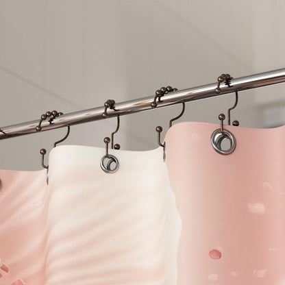 Titanker Shower Curtain Hooks Rings, Rust-Resistant Metal Double Glide Shower Hooks for Bathroom Shower Rods Curtains, Set of 12 Hooks - Bronze