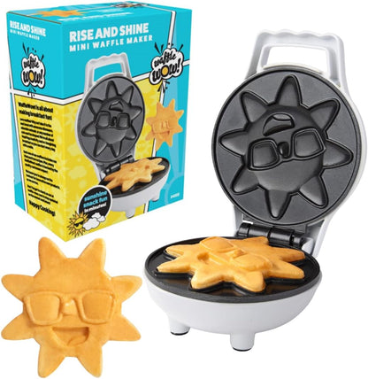 Rise & Shine Mini Sun Waffle Maker - Non-Stick Electric Iron for Personal-Sized 4" Sunshine Waffles | Perfect Easter Basket Gift