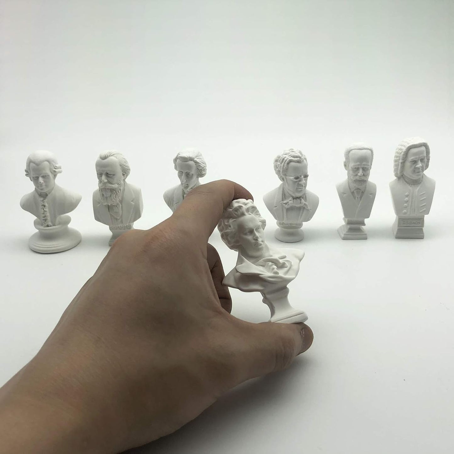 Skiennix Classic Mini 2.7” Greek Bust | Beethoven Sculpture - Home Décor Resin Figure Set (7 Pieces)