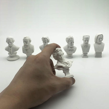 Skiennix Classic Mini 2.7” Greek Bust | Beethoven Sculpture - Home Décor Resin Figure Set (7 Pieces)