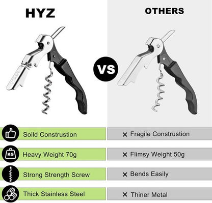 HYZ Wine Opener Bulk 20-Pack for Bartender, Professional Waiter Corkscrew Wine Key for Servers & Restaurant, Double Hinged Wine Bottle Opener with Foil Cutter, Commercial Bulk Set, (Black)