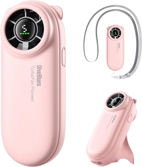 Diveblues TurboBear Portable Handheld Fan - 5-Speed Rechargeable Mini Travel Fan | Cute Gift for Women