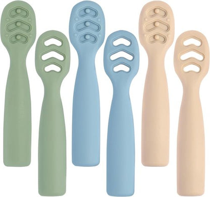Eascrozn Baby Spoons - Self-Feeding Utensils for 6+ Months | BPA-Free Silicone, 6-Pack Set