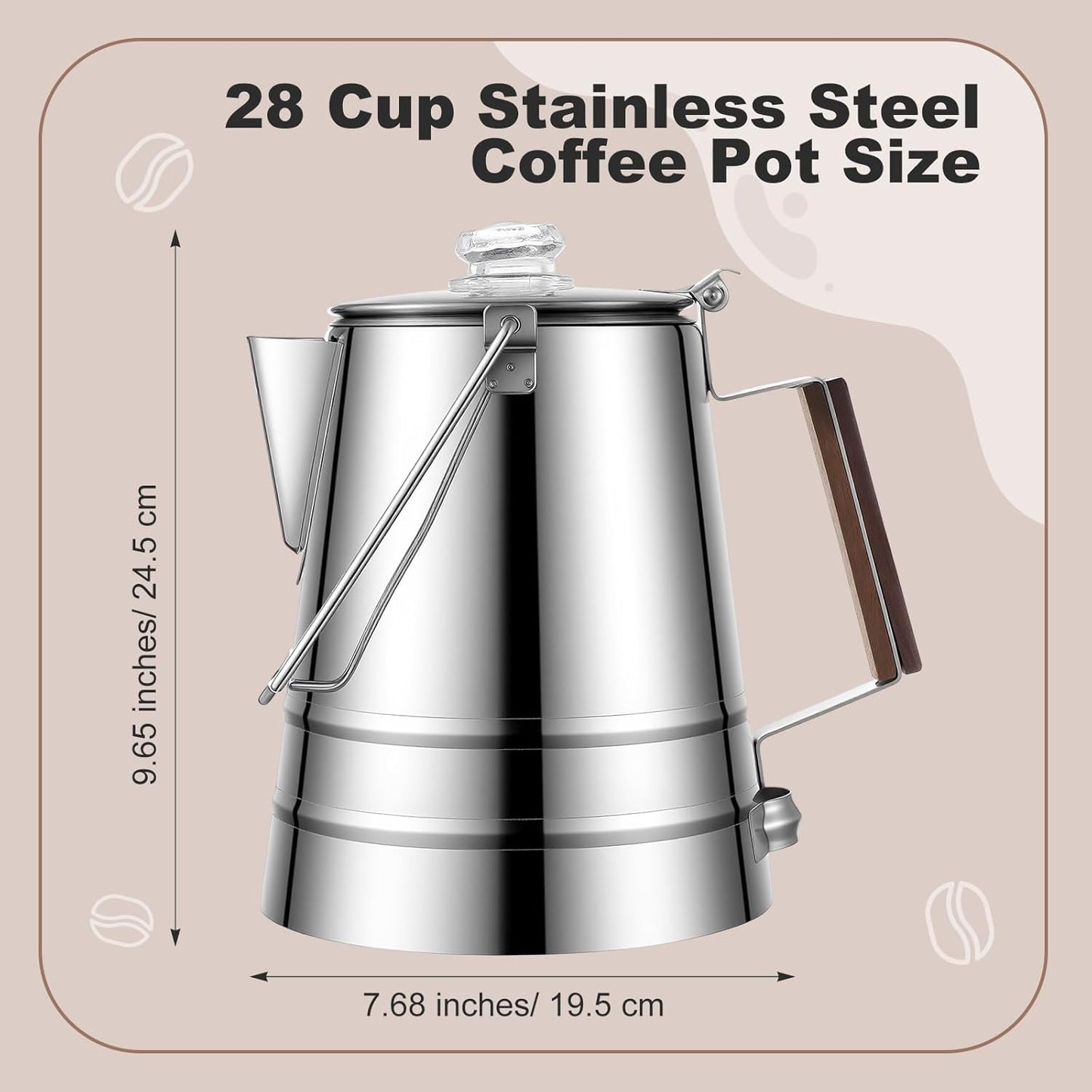 Skiennix 28-Cup Stainless Steel Coffee Percolator - Large Capacity for Camping & Outdoor Use