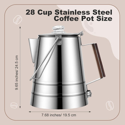 Skiennix 28-Cup Stainless Steel Coffee Percolator - Large Capacity for Camping & Outdoor Use