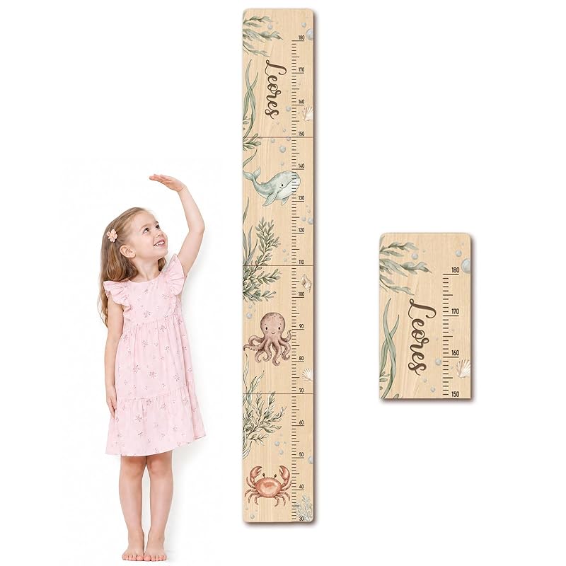Personalized Name Wood Growth Chart for Wall - Style10 (Style 10) Height Chart for Kids