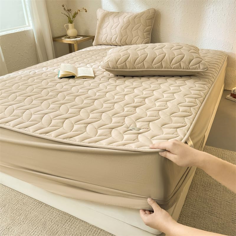 Brown Mattress Protector Fitted Deep Pocket 11 Inch - Washable King Size