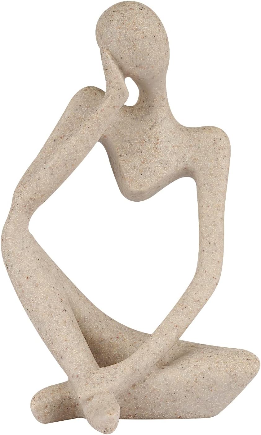 Skiennix Sandstone Resin Thinker Style Abstract Sculpture - Unique Collectible Figurine for Home Office Decor | Small Size