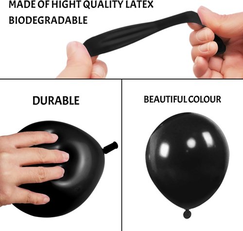 Black Balloons 110 Pcs - Mini 5 Inch Thick Latex Balloons for Weddings & Baby Showers