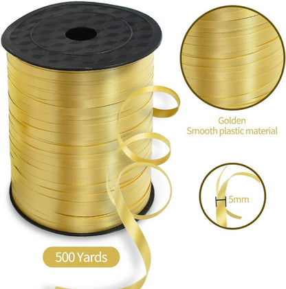 TONIFUL Curling Ribbon - 500 Yards of Gold Balloon String for Art & Craft Decor, Gift Wrapping & Bows