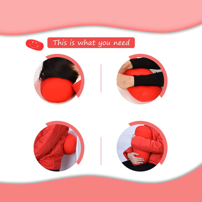 EBTOOLS Round Neck Pillow,Lower Back Support Cylinder Microbead Roll,Smooth Soft Touch Fabric,Tube Cervical Support for Travel or in Home,30×14CM (Red)