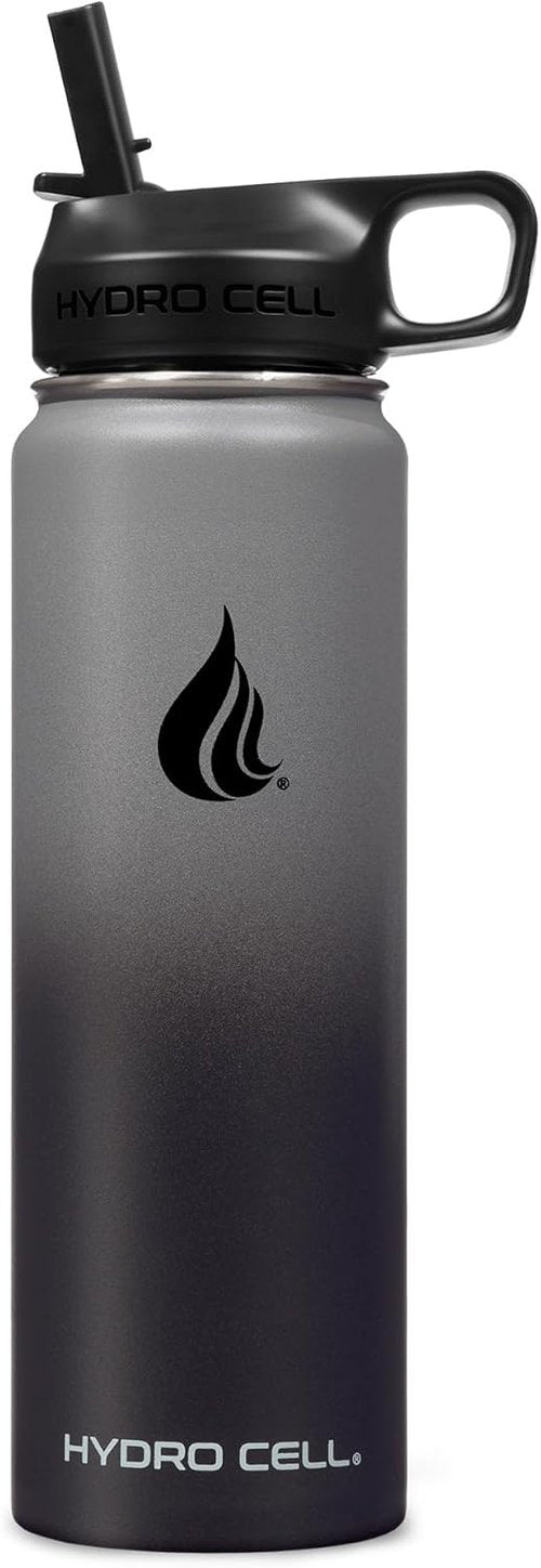 HYDRO CELL Stainless Steel Insulated Water Bottle - Versatile for Hot & Cold Drinks | 24oz Graphite/Black