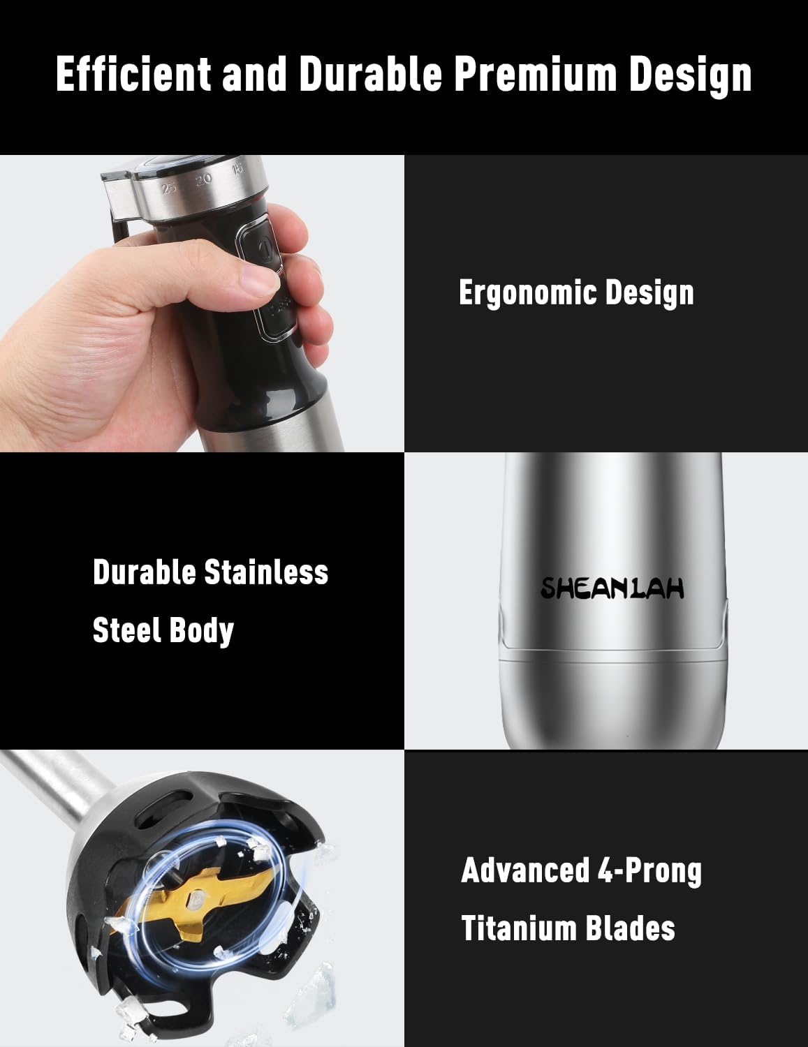 Skiennix 1000W Immersion Blender - 25-Speed Handheld Mixer with Scratch-Resistant Design & Gift Box