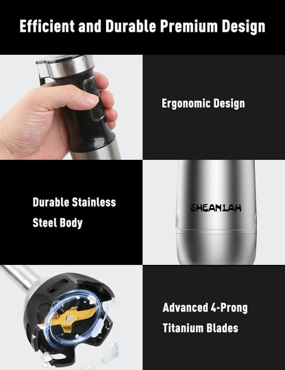 Skiennix 1000W Immersion Blender - 25-Speed Handheld Mixer with Scratch-Resistant Design & Gift Box