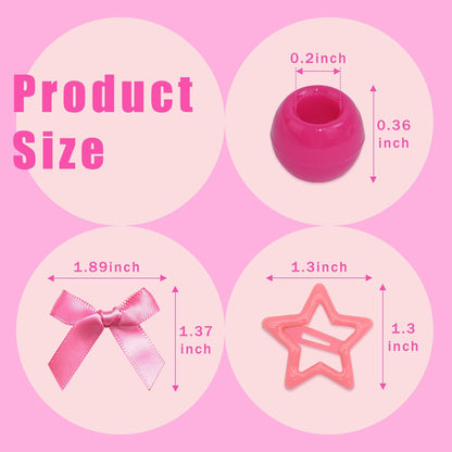 Skiennix Pink Hair Beads for Braids - 112PCS Non-Slip Acrylic Hair Jewelry | Cute Accessories for Girls