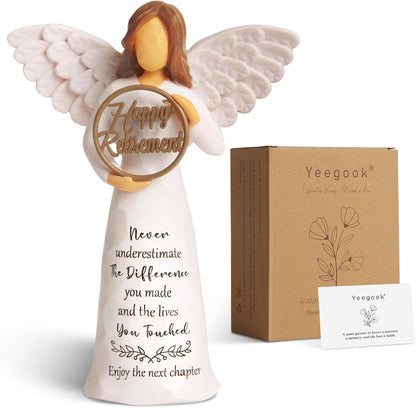 Retirement Gift for Woman, Happy Retirement Gifts for Women Men Teacher Nurse Friend Coworker, Goodbye Farewell Retired Gifts, 6" Retirement Angel Figurine