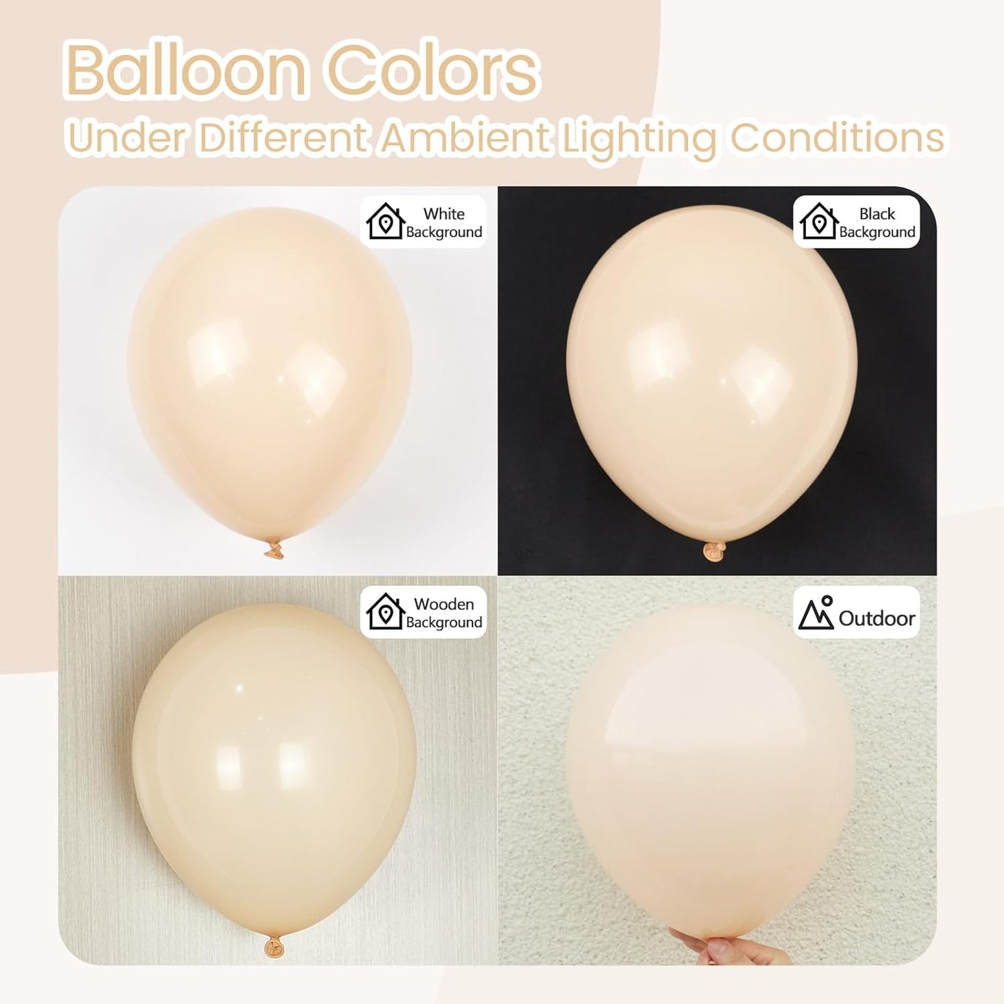 Skiennix 120pcs Nude Balloons - Boho Neutral Balloon Arch Kit for Weddings & Parties | 5-18 Inch Sizes