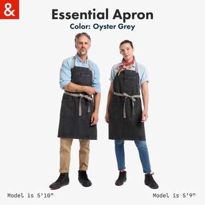 hedley & bennett Essential Apron - Professional Chef Apron with Pockets - Kitchen Apron for Men - Grilling Apron - Chef Aprons for Men - Apron for Women - 8oz 100% Cotton Denim Fabric - Oyster Grey