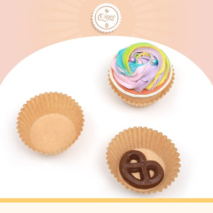 Qiqee 1000pcs Natural Cupcake Liners - No Smell Food Grade Baking Cups | Standard Size