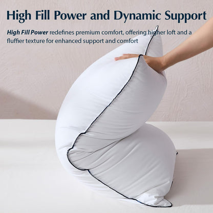 Pacific Coast Goose Down Fiber Pillows, Bed Pillows for Back, Stomach and Side Sleepers, Luxury Hotel Pillow, Downproof, Medium, Standard Size Set of 2