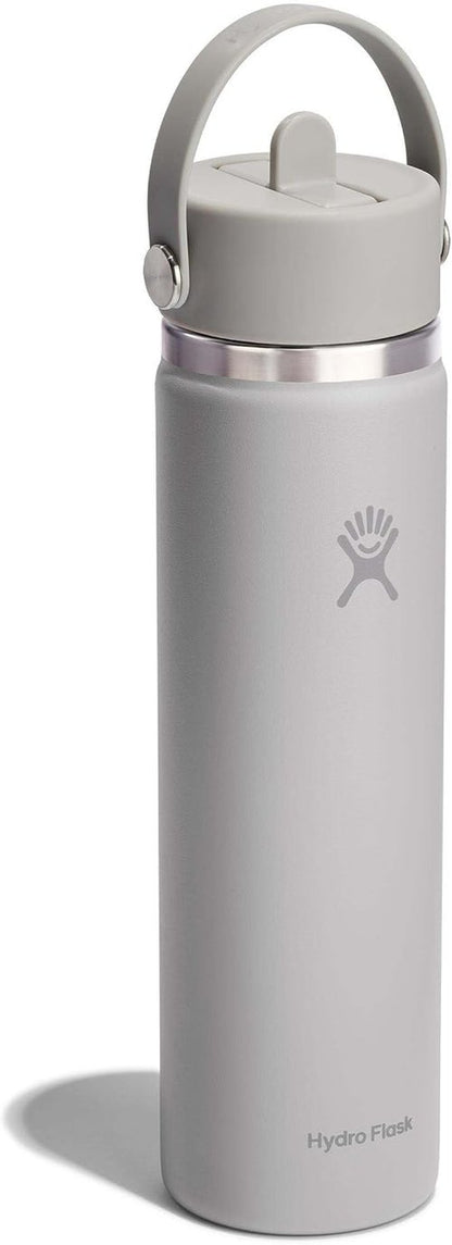Hydro Flask Water Bottle - Insulated Stainless Steel - 24 Oz Wide Mouth with Flex Straw Lid, Leakproof