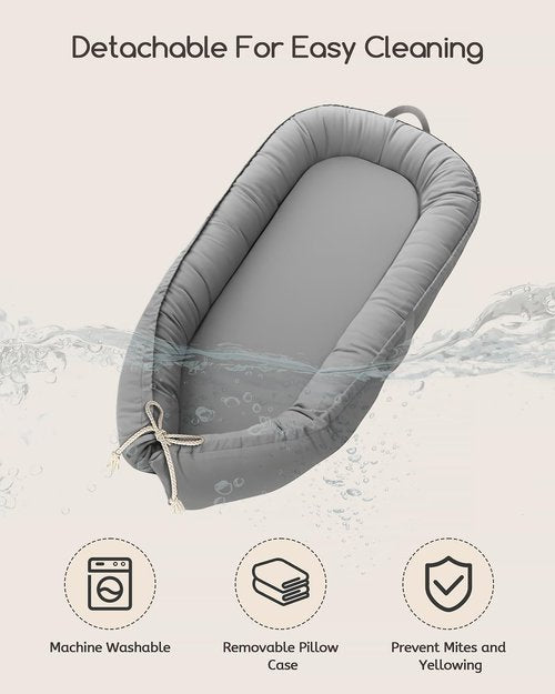 Baby Lounger - Pure Cotton Infant Lounger for Newborns 0-24 Months | Breathable & Portable Nest for Boys & Girls