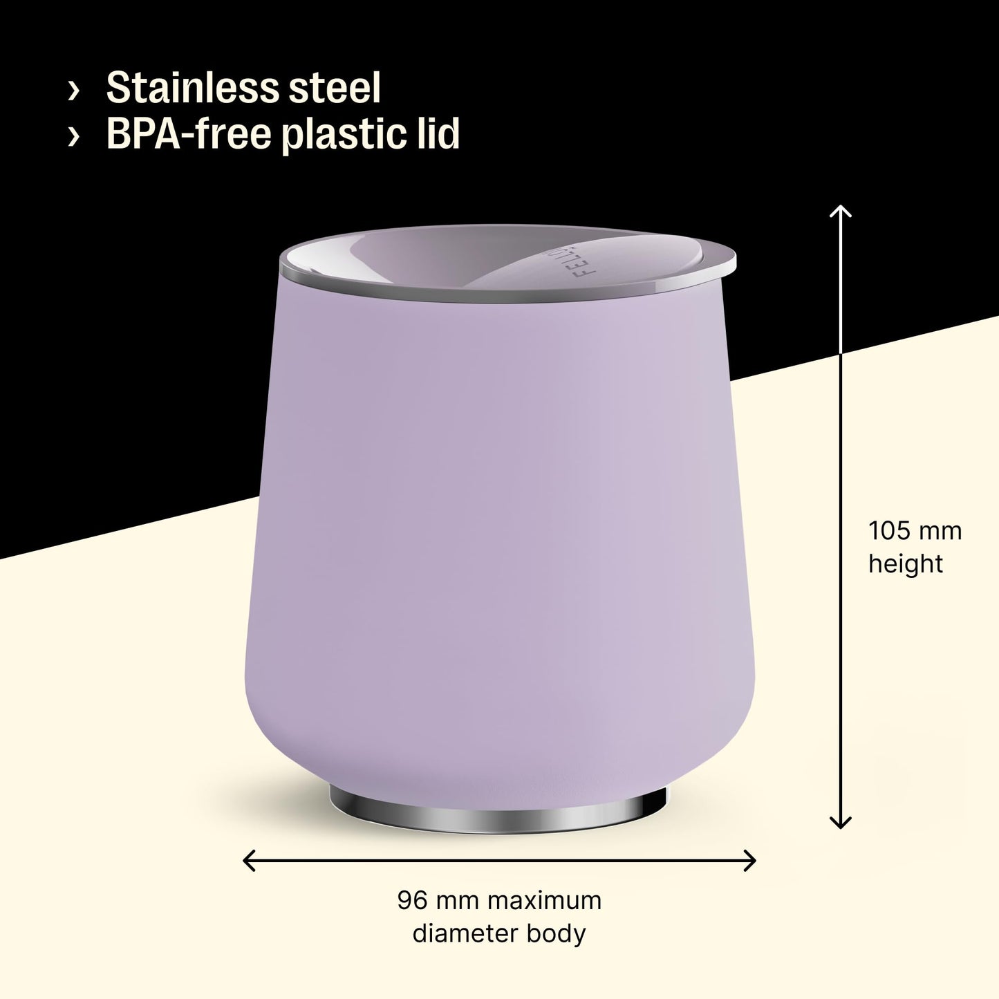 Fellow 12 oz Ruby Wine Tumbler - Insulated Stainless Steel Wine and Cocktail Tumbler with Ceramic Interior and Swivel Pebble Lid (Peri Twinkle)