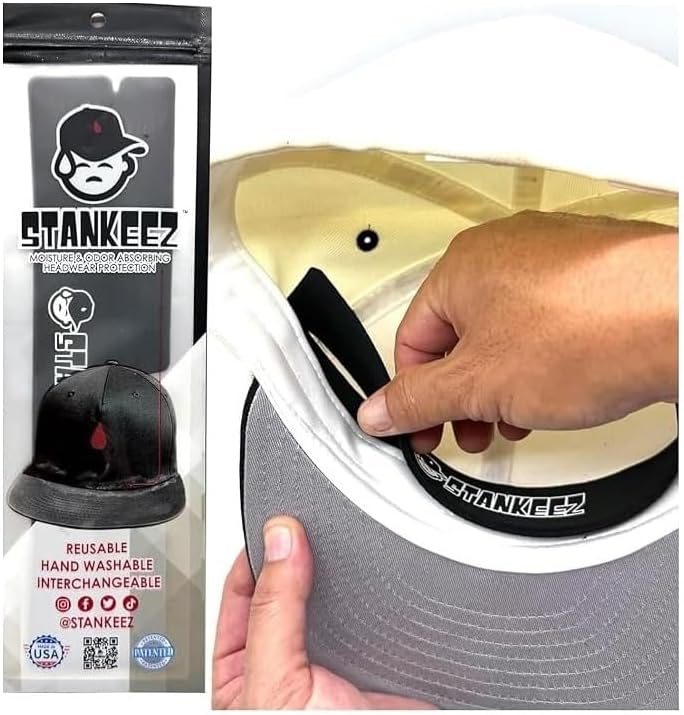 Stankeez Hat Liners - Reusable Sweat Shield for Hats - Hand Washable & Non-Adhesive - Unisex Black