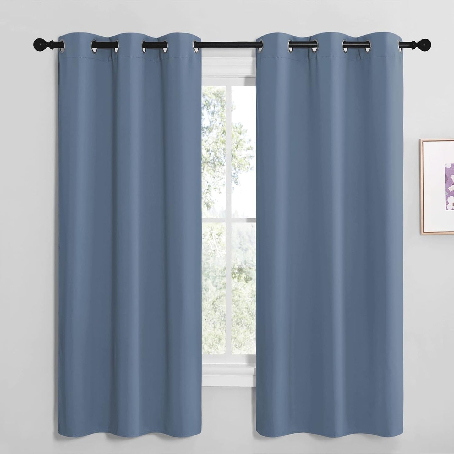 NICETOWN Blackout Curtains - Thermal Insulated Grommet Window Panels | Stone Blue, 42" x 68" (1 Pair)