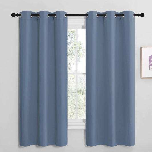 NICETOWN Blackout Curtains - Thermal Insulated Grommet Window Panels | Stone Blue, 42" x 68" (1 Pair)