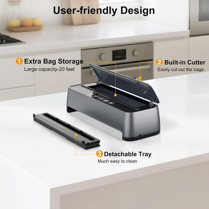 Vacuum Sealer Machine by [Brand Name] - 85Kpa Powerful Food Preservation with Built-in Cutter & Self-Cleaning Mode