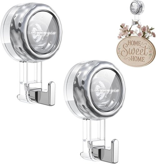Heavy Duty Suction Cup Hooks by [Brand Name] - Strong Waterproof Hangers for Wreaths, Showers & Glass Doors