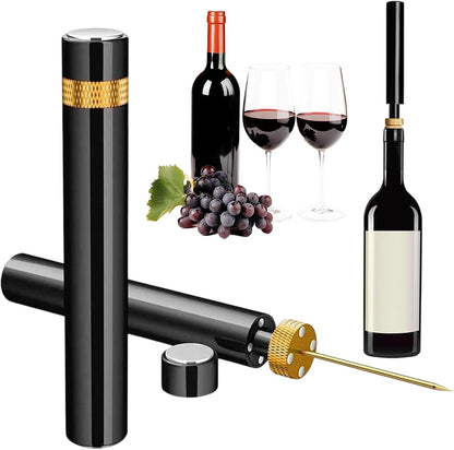 Portable Air Pressure Wine Opener, 2025 New Mini Travel Wine Bottle Opener, Magnetic Connection Port Wine Opener for Home Restaurant Party, 3-7 Compression Quick Open (Gold)