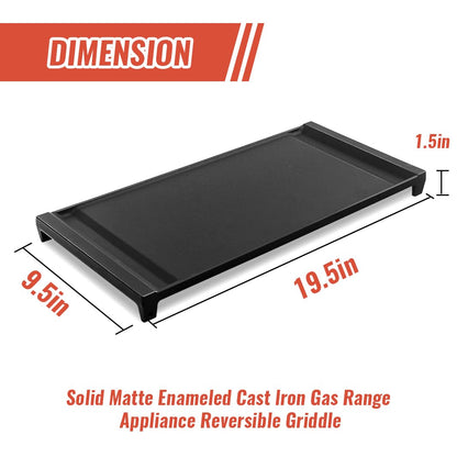 Upgraded WB31X24738 Griddle Replacement for GE Gas Stove, WB31X24998 Cast Iron Center Pan for Gas Range Parts Stove Top Pan Griddle Cooktop