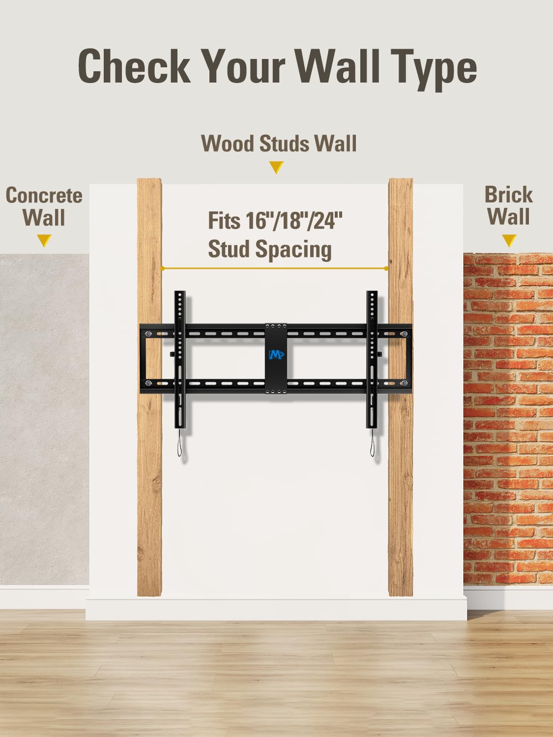 Mounting Dream TV Wall Mount for 42-86" TVs, Tilting TVs Mount with Level Adjustment Fits 16", 18", 24" Studs Easy for Centering, Wall Mount TV Bracket Max VESA 800x400mm, 120 LBS Loading, MD2263-XLK