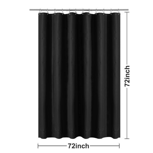 Barossa Design Black Shower Curtain Liner with 6 Magnets - Waterproof Heavy Duty PEVA Shower Liner for Bathroom, 72" x 72" Standard Size, PVC Free, Metal Grommets - Black, 72x72