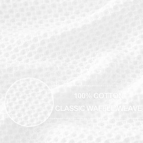 Homaxy 100% Cotton Waffle Weave Kitchen Dish Towels - Ultra Soft & Absorbent, 13 x 28 Inches, 4-Pack | White