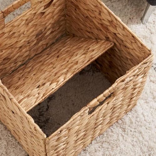 M4DECOR Storage Cube - Woven Water Hyacinth Baskets for Organizing | 12x12in, Set of 4