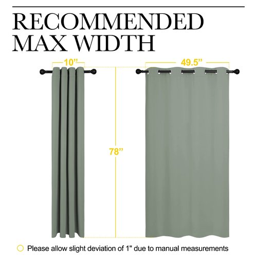 NICETOWN Greyish Green Blackout Curtains 78" Long for Office, Dining Room, Guest Room, Sound Reducing Heat and Cold Block Curtain Panels for Modern Decorative (55" Wide, 2 Pieces)