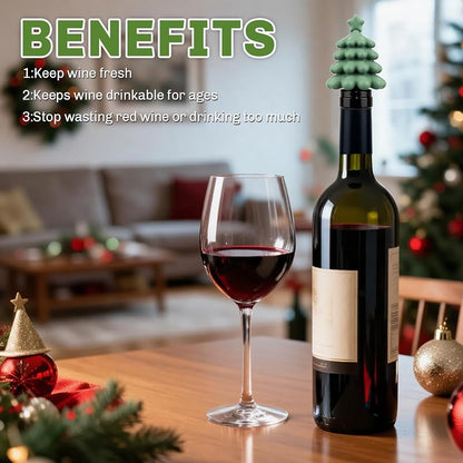 Christmas Tree Wine Stopper Set – Silicone Gag Gifts, Stocking Stuffers