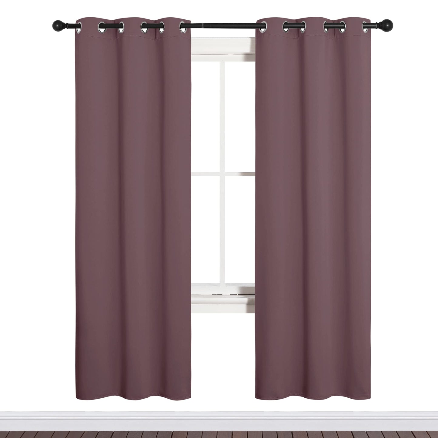 NICETOWN Bedroom Curtain Panels Blackout Draperies, Dry Rose, 1 Pair, 34 by 72-inch, Thermal Insulated Solid Grommet Blackout Curtains/Drapes